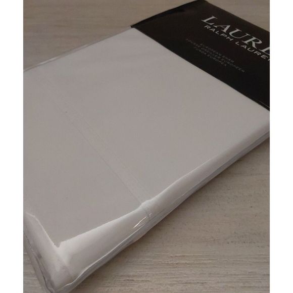 Ralph Lauren SPENCER BORDER SATEEN 100% Cotton WHITE European Euro Pillow Sham - Picture 6 of 10